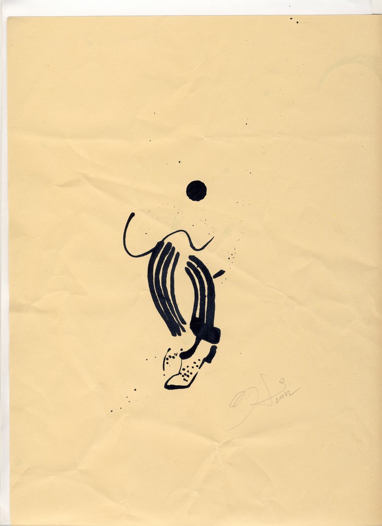 Bato, Il gessato di Miraldo, tecnica mista su carta, cm 23x35. Artena 23/06/2012