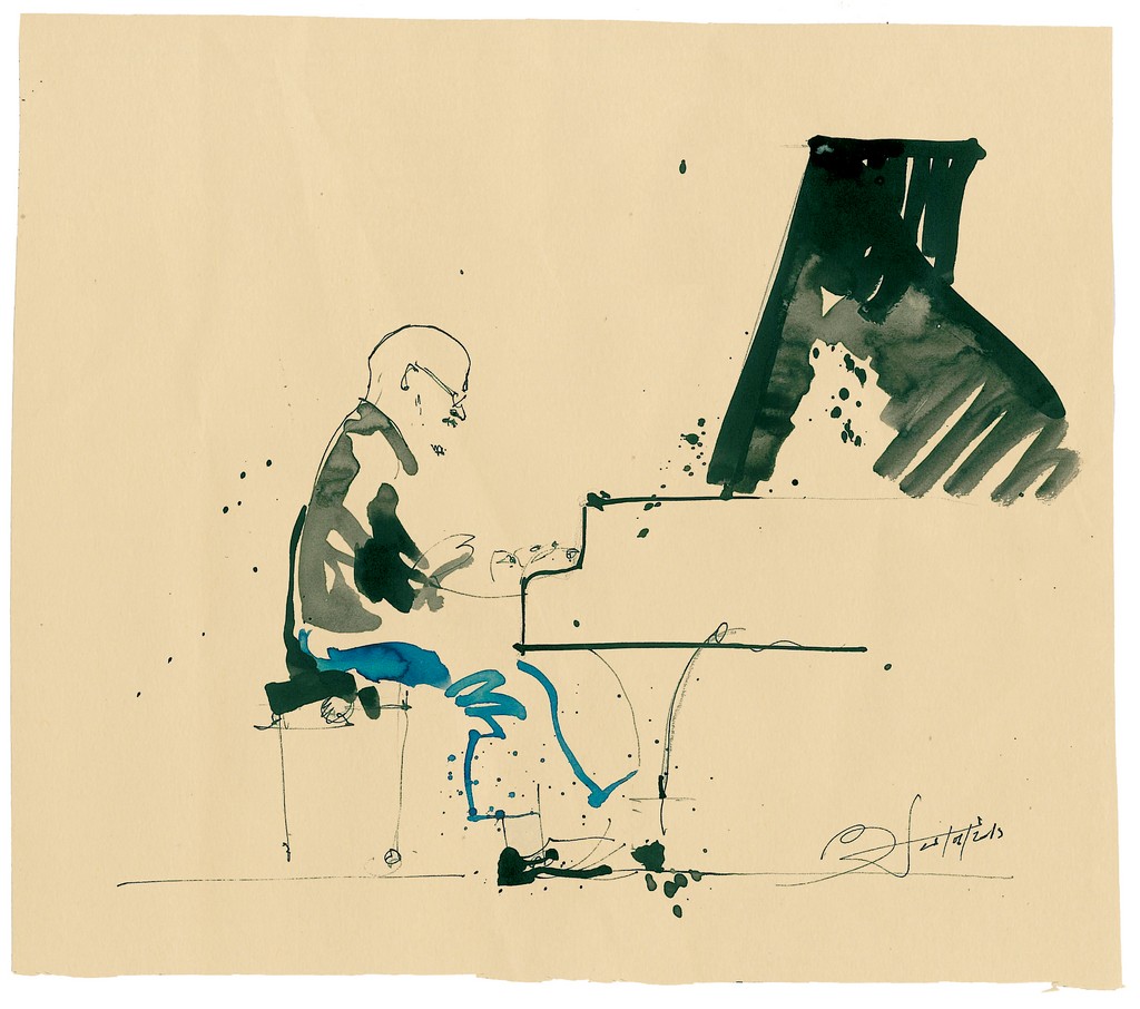 Bato, Nico Menci, tecnica mista su carta cm cm 23x35 ca. Potenza, international Jazz Festival 28/06/2013